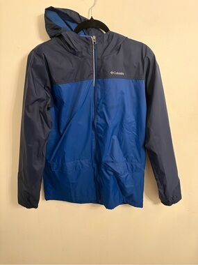Columbia Two-Tone Blue Hooded Windbreaker xl